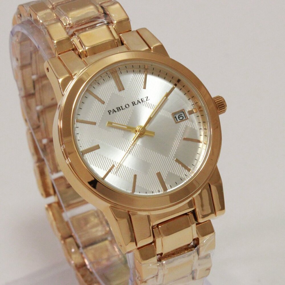 Ladies Quartz Fashion Watch Gold Tone Silver Dial 34mm - Picture 5 of 13